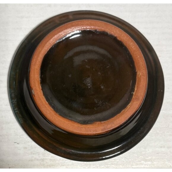 Blue Mountain Pottery Ashtray 3.75" Round Green Drip Glaze 3 Rests Vtg Canada - Picture 3 of 5